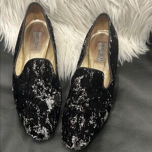 Jimmy Choo Glittering Black Sequin Loafers
